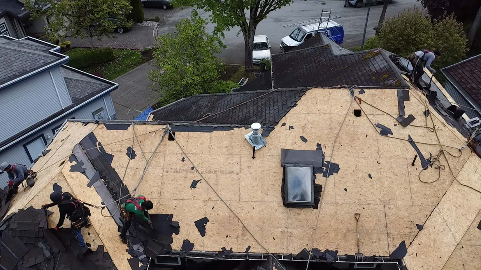 Langley roofing contractors replacing a roof